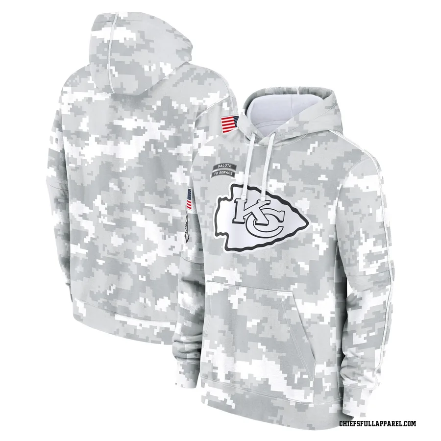 Kansas City Chiefs 2024 Salute to Service Club Fleece Pullover Hoodie Arctic Camo