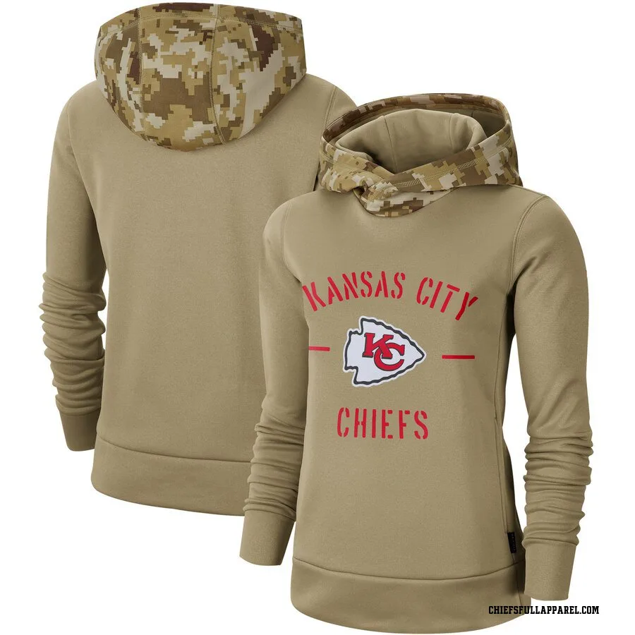 Women's Kansas City Chiefs Khaki 2019 Salute to Service Therma Pullover Hoodie